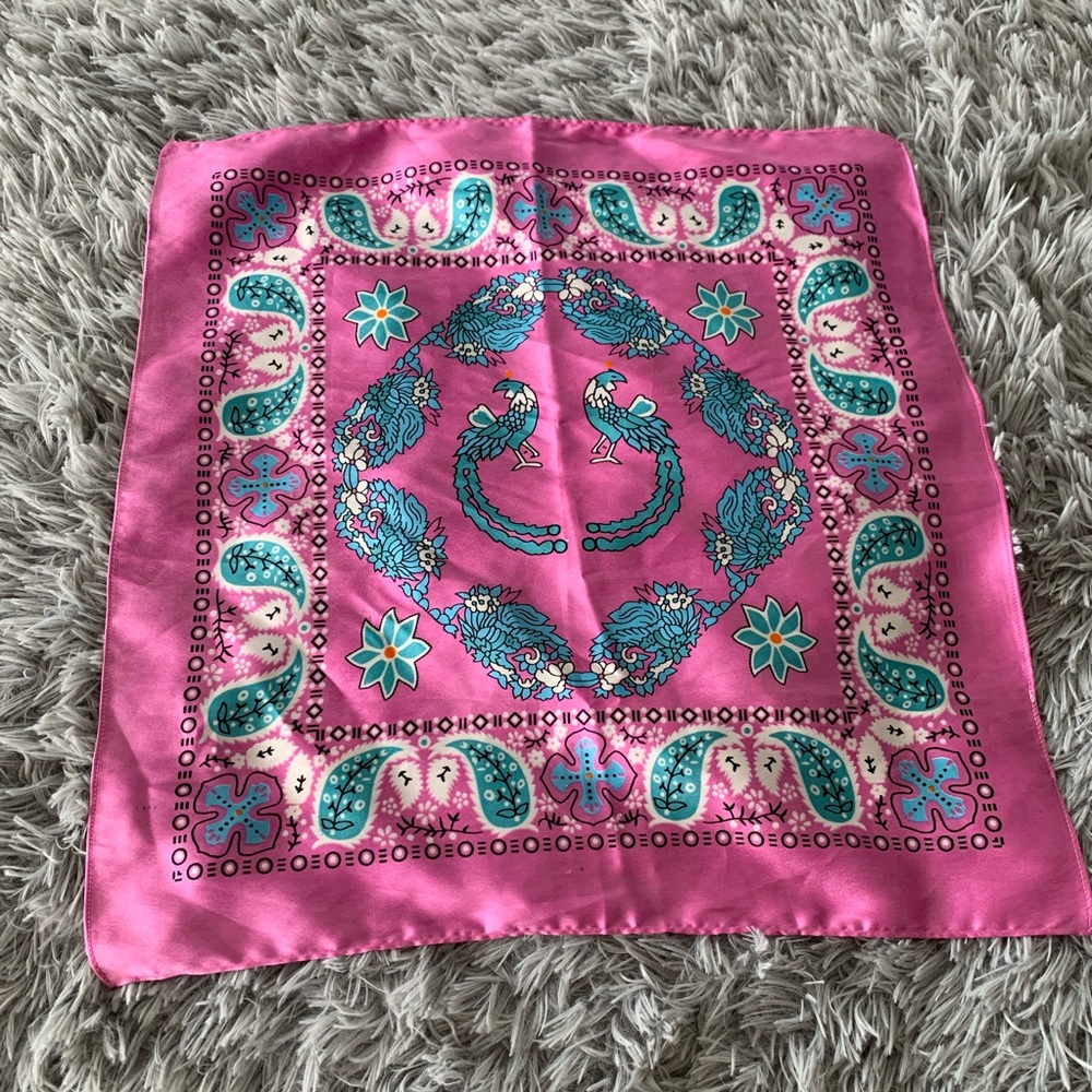 Free People Pink and Green Scarf